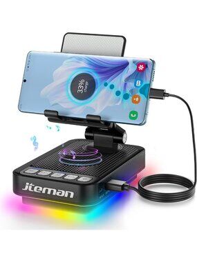 360° Rotating Phone Stand & Bluetooth Speaker with Light - Unique Tech Gifts for
